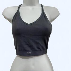 Set active grey ribbed halter